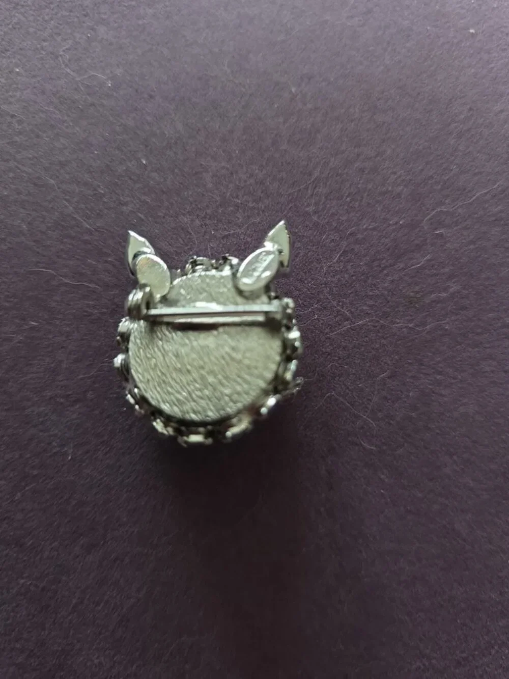 Vintage Warner Silver Tone Clear AB & Black Rhinestone Cat Kitty Head Brooch Pin